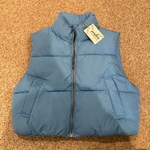 Double Zero Cropped Blue Puffer Vest
